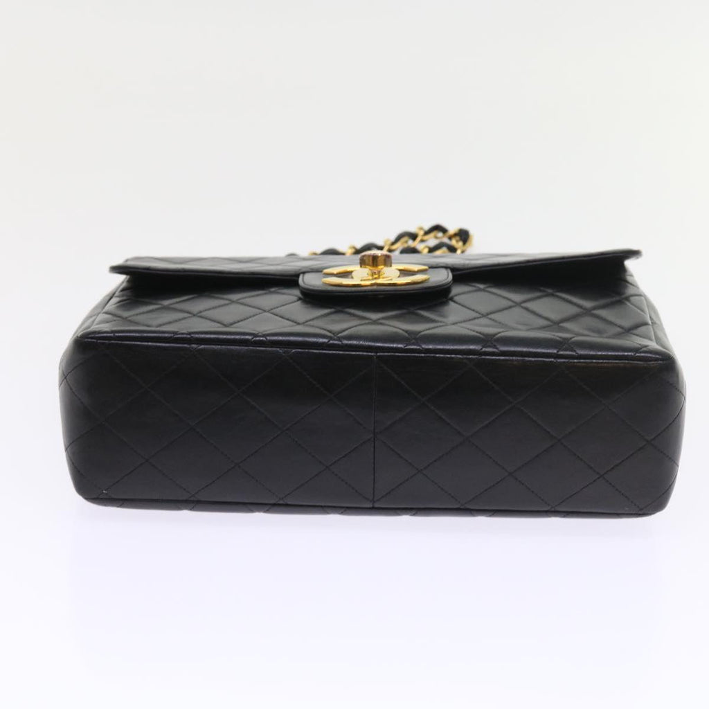 CHANEL Big Matelasse Chain Shoulder Bag Leather Black CC fm2835
