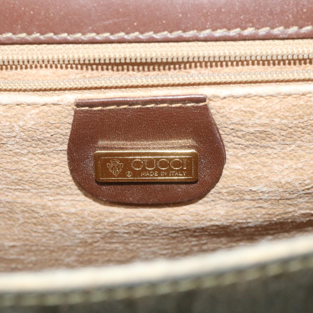 GUCCI Shoulder Bag Canvas Leather Beige Brown fm2880