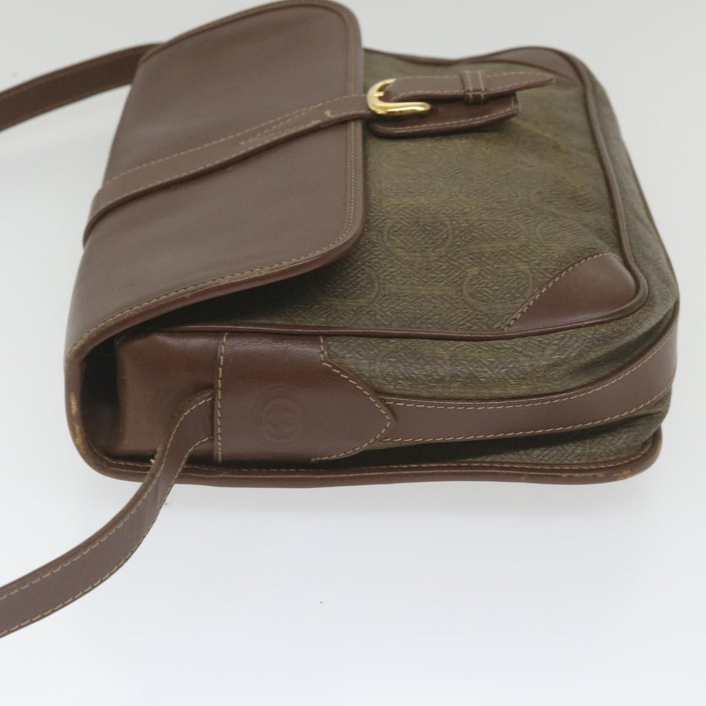 GUCCI Shoulder Bag Canvas Leather Beige Brown fm2880