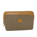 GUCCI Micro GG Canvas Pouch PVC Leather Beige fm2882