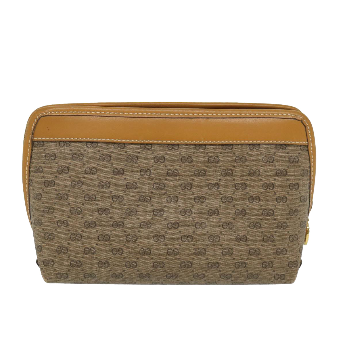 GUCCI Micro GG Canvas Pouch PVC Leather Beige fm2882