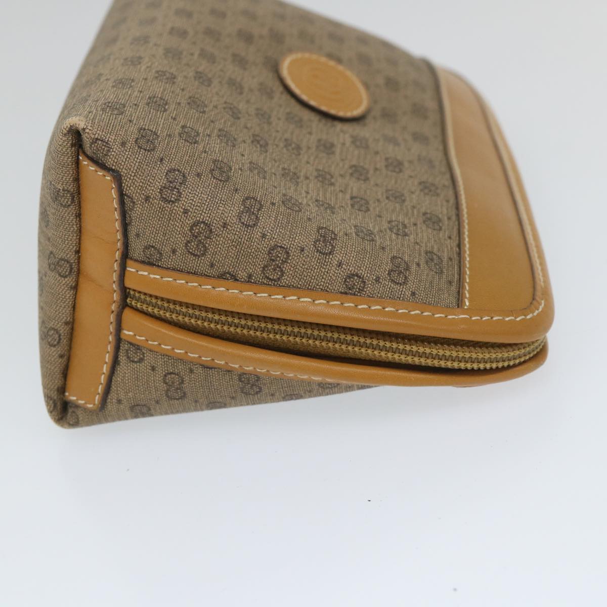 GUCCI Micro GG Canvas Pouch PVC Leather Beige fm2882