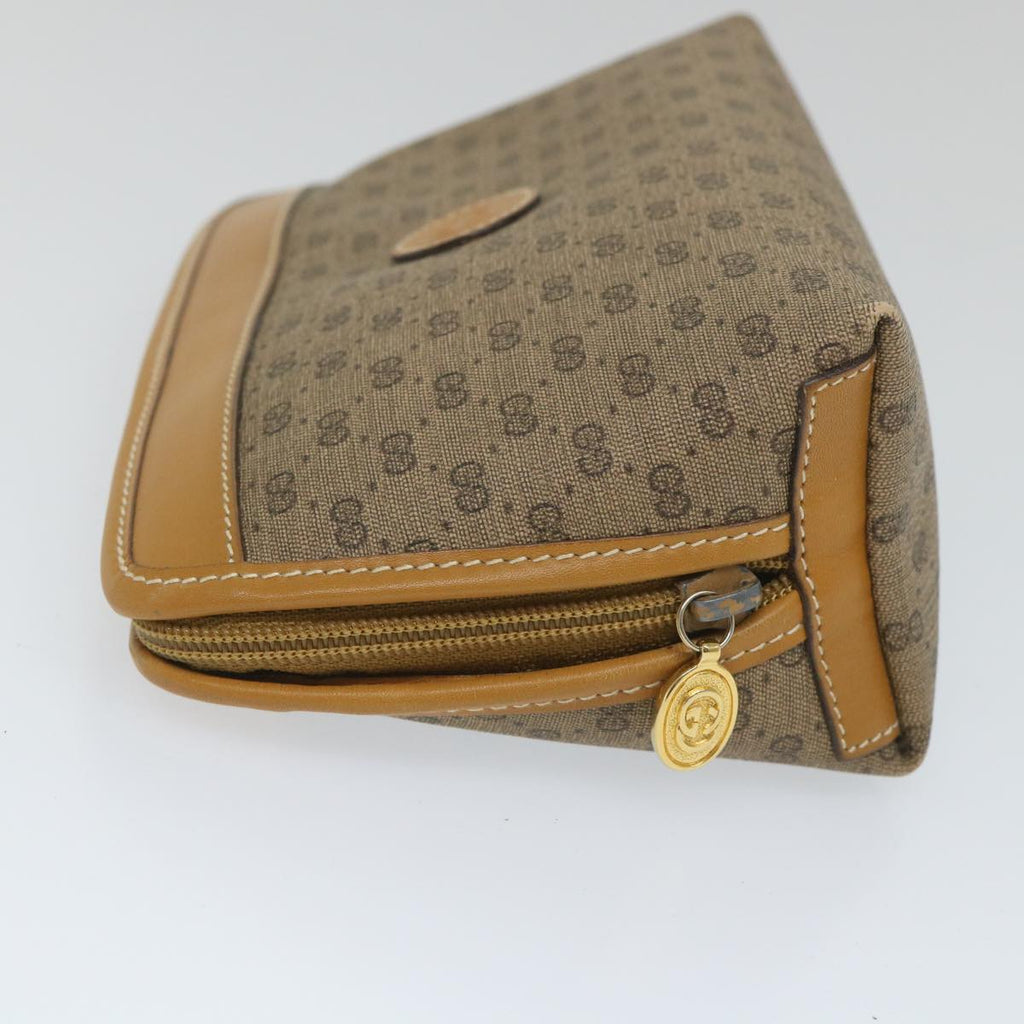 GUCCI Micro GG Canvas Pouch PVC Leather Beige fm2882