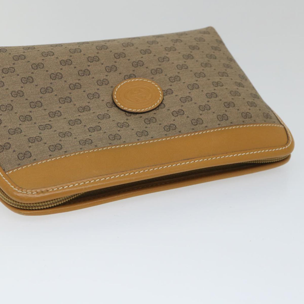 GUCCI Micro GG Canvas Pouch PVC Leather Beige fm2882
