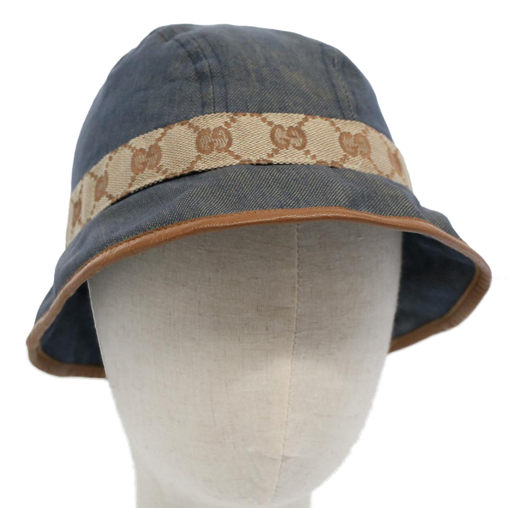 GUCCI GG Canvas Hat M Blue Beige fm2900