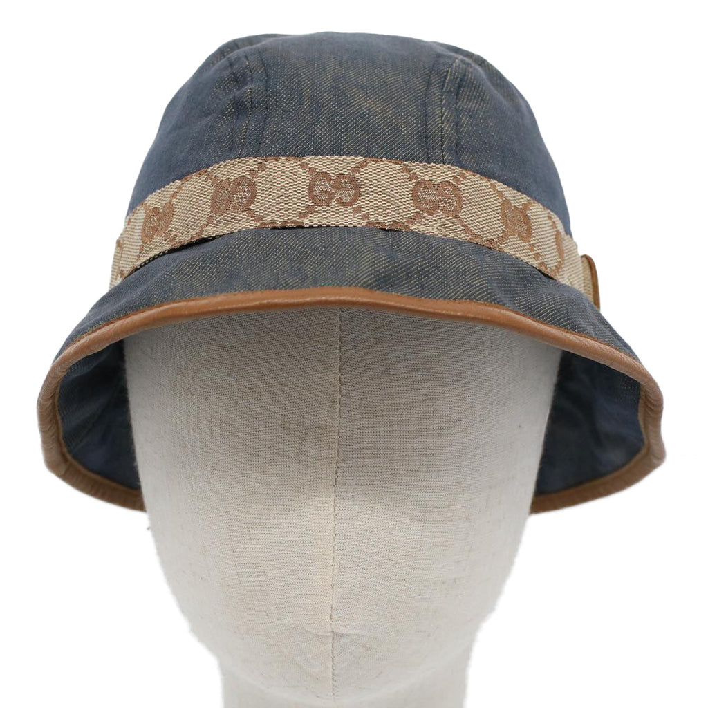 GUCCI GG Canvas Hat M Blue Beige fm2900