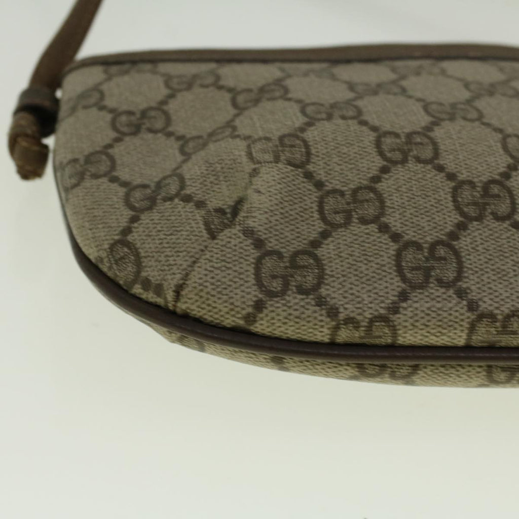 GUCCI GG Canvas Shoulder Bag PVC Leather Beige fm2929