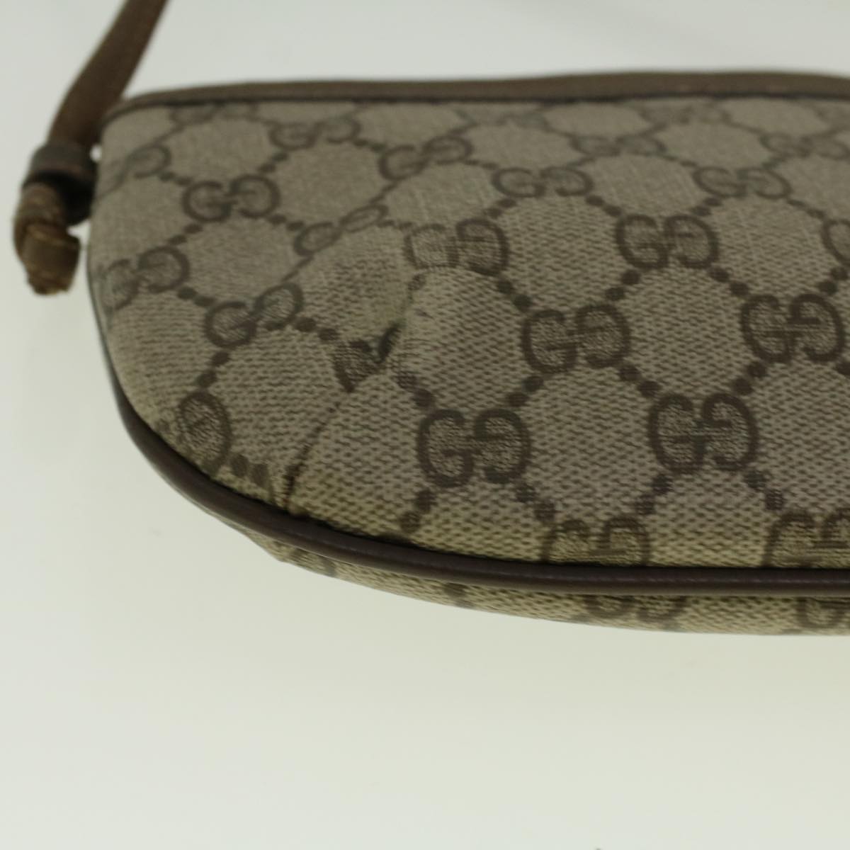 GUCCI GG Canvas Shoulder Bag PVC Leather Beige fm2929