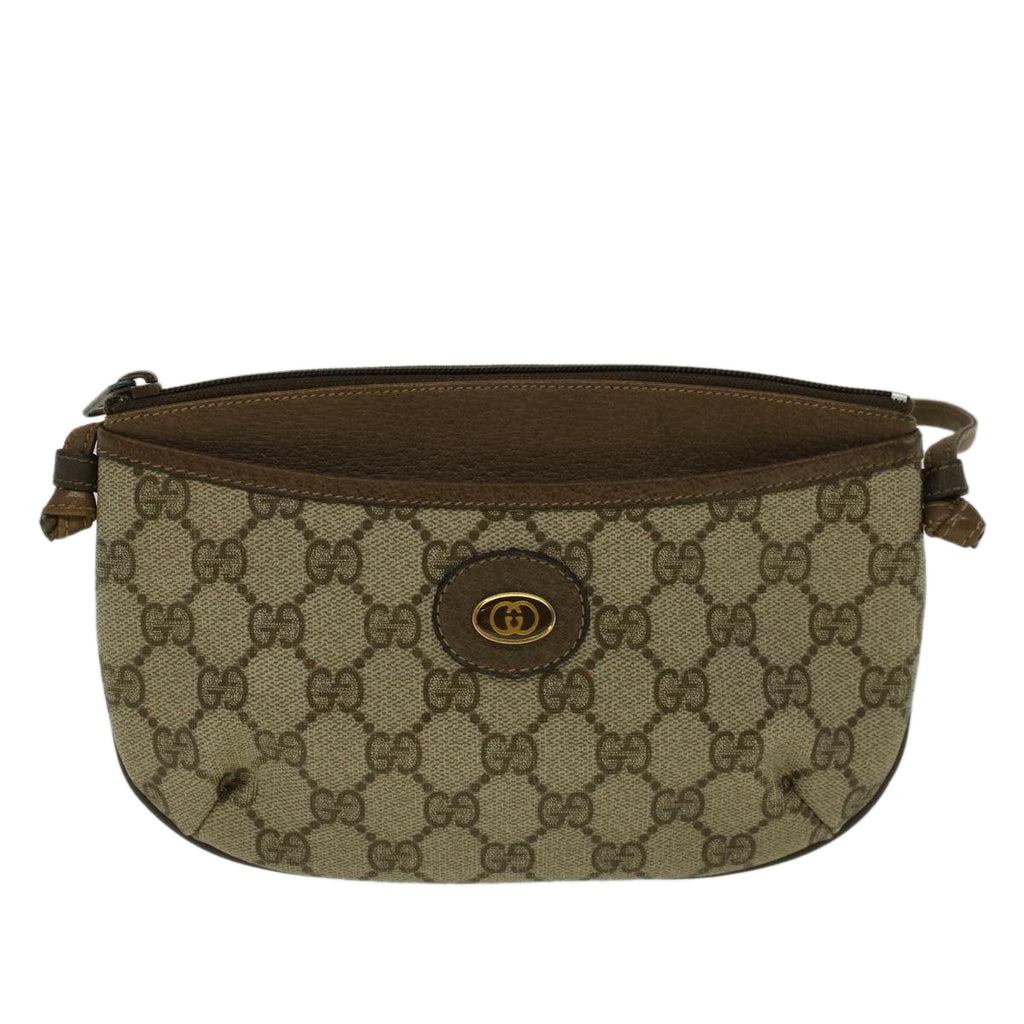 GUCCI GG Canvas Shoulder Bag PVC Leather Beige fm2929