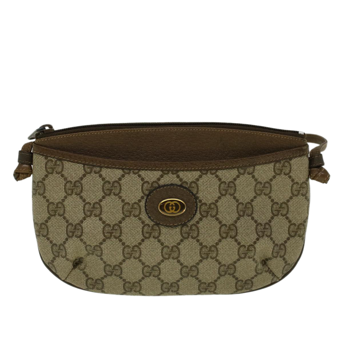 GUCCI GG Canvas Shoulder Bag PVC Leather Beige fm2929