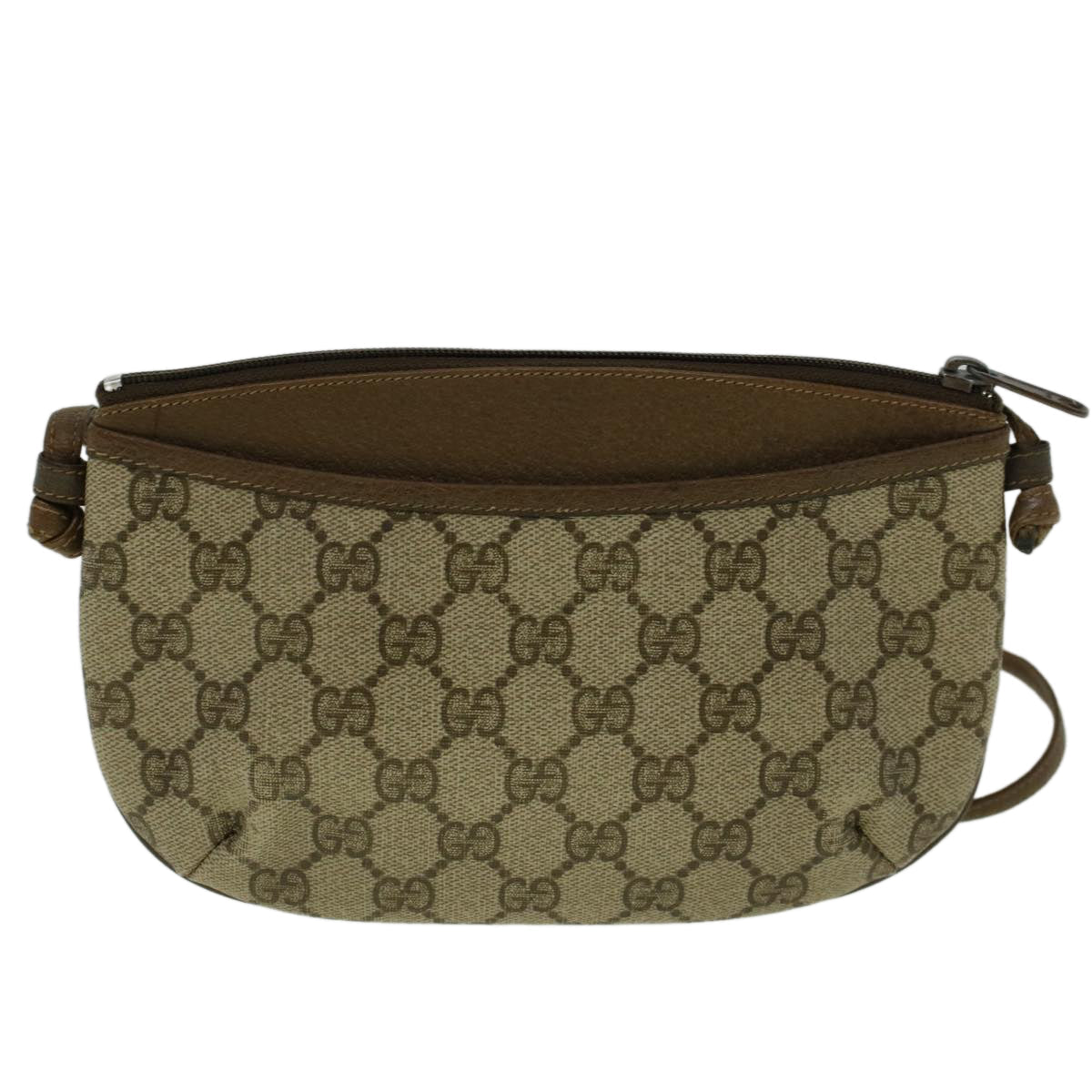 GUCCI GG Canvas Shoulder Bag PVC Leather Beige fm2929
