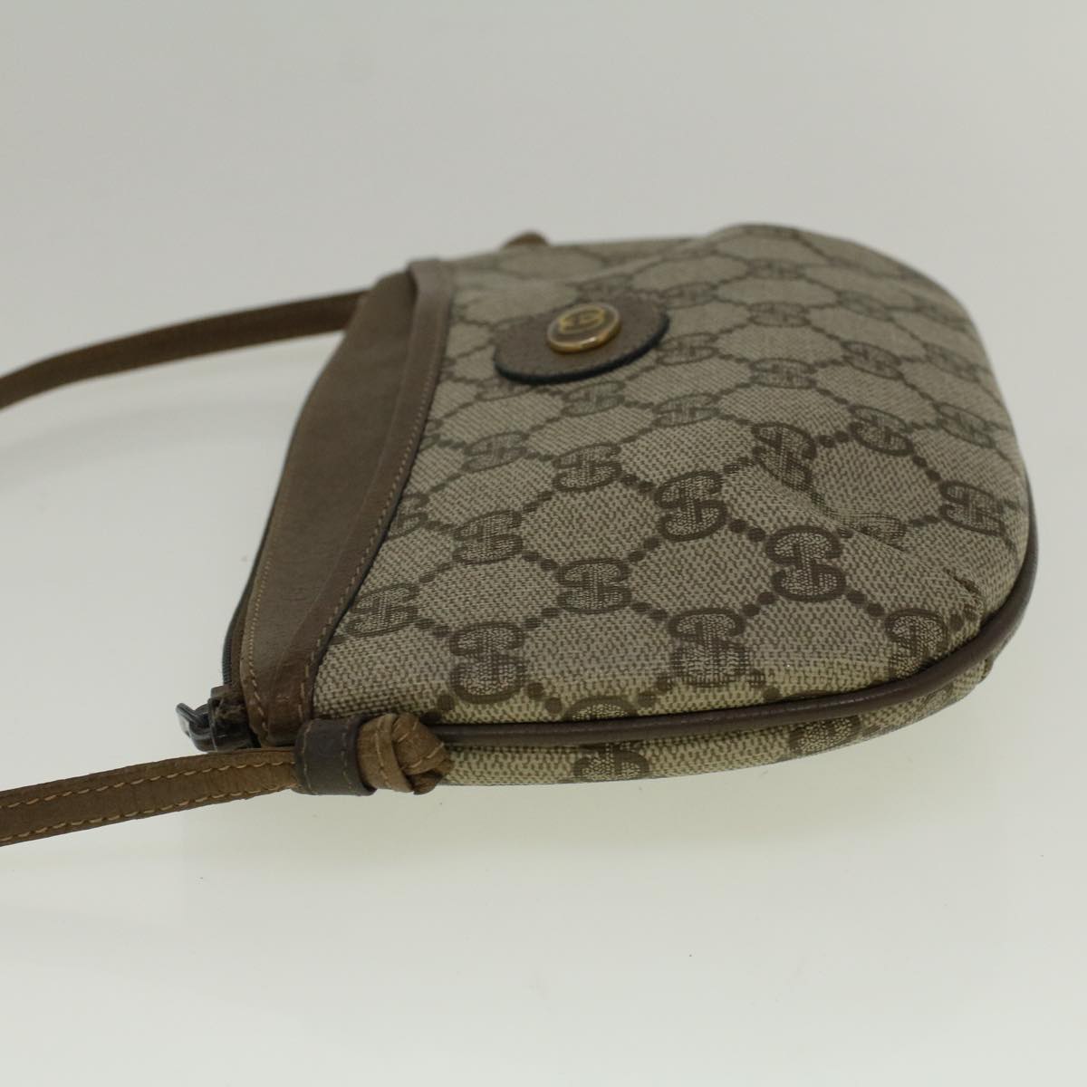 GUCCI GG Canvas Shoulder Bag PVC Leather Beige fm2929