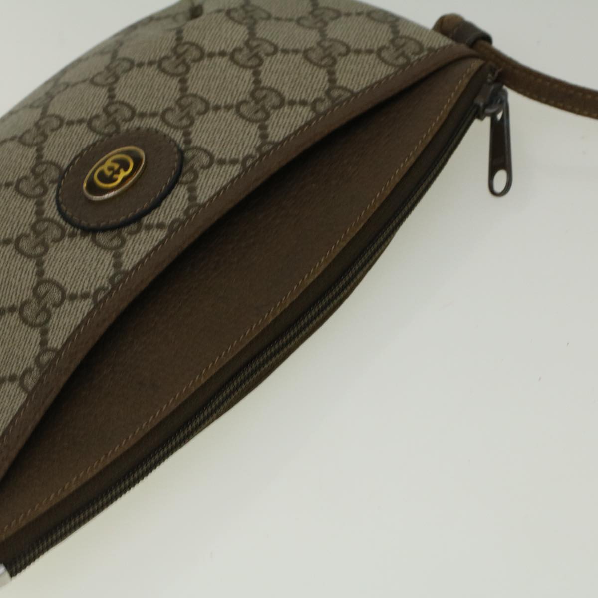 GUCCI GG Canvas Shoulder Bag PVC Leather Beige fm2929