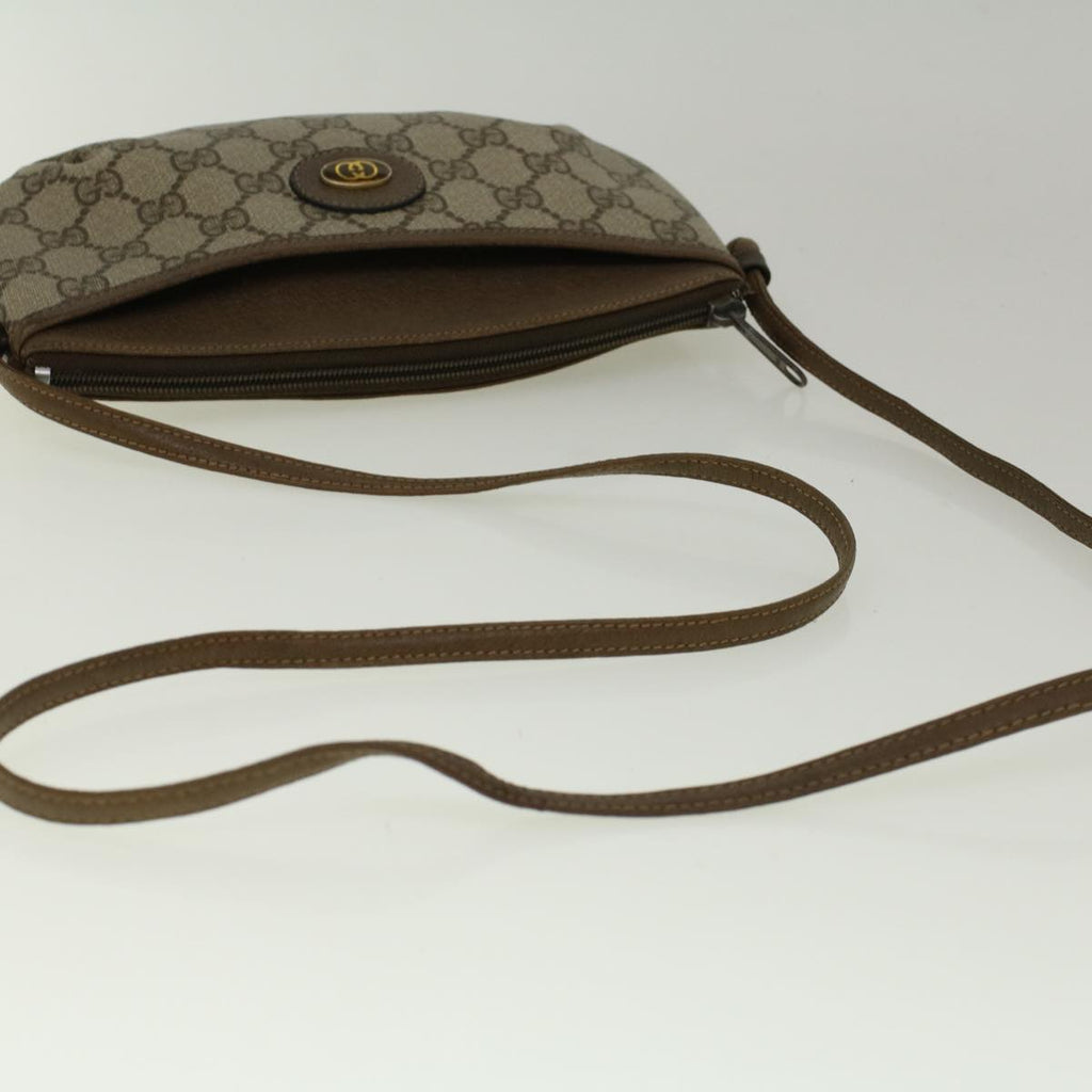 GUCCI GG Canvas Shoulder Bag PVC Leather Beige fm2929