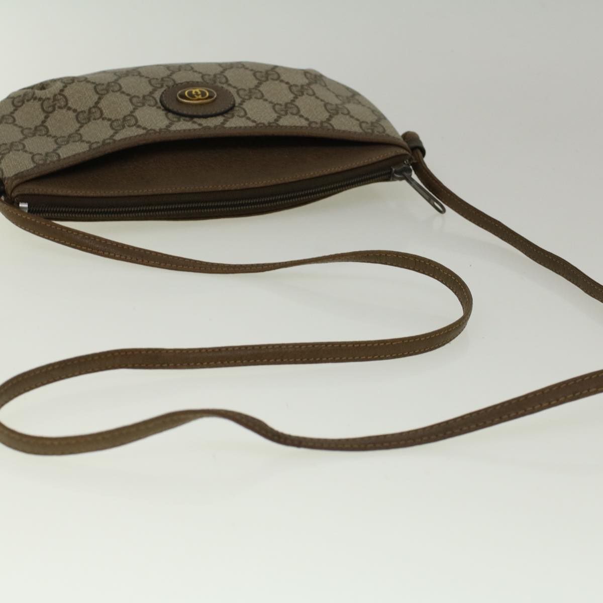 GUCCI GG Canvas Shoulder Bag PVC Leather Beige fm2929