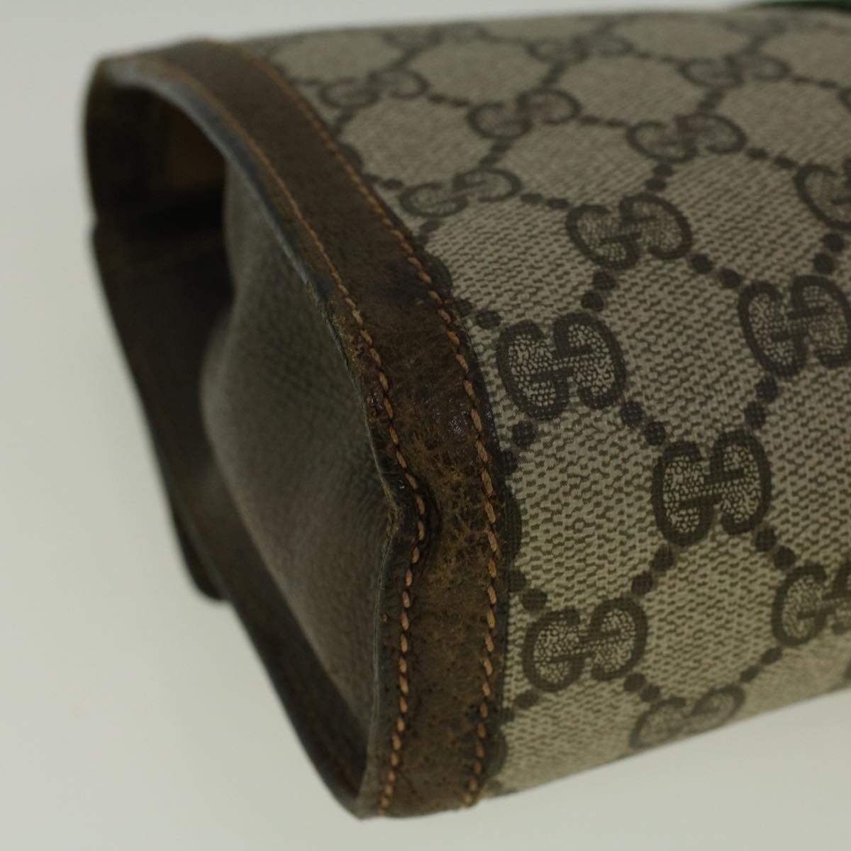 GUCCI GG Canvas Web Sherry Line Clutch Bag PVC Leather Beige Green fm2939