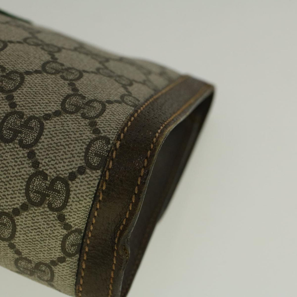 GUCCI GG Canvas Web Sherry Line Clutch Bag PVC Leather Beige Green fm2939