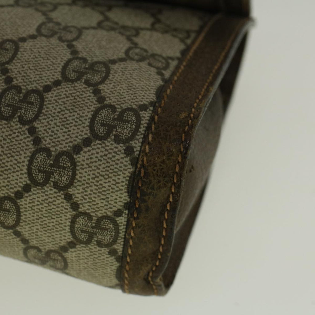 GUCCI GG Canvas Web Sherry Line Clutch Bag PVC Leather Beige Green fm2939