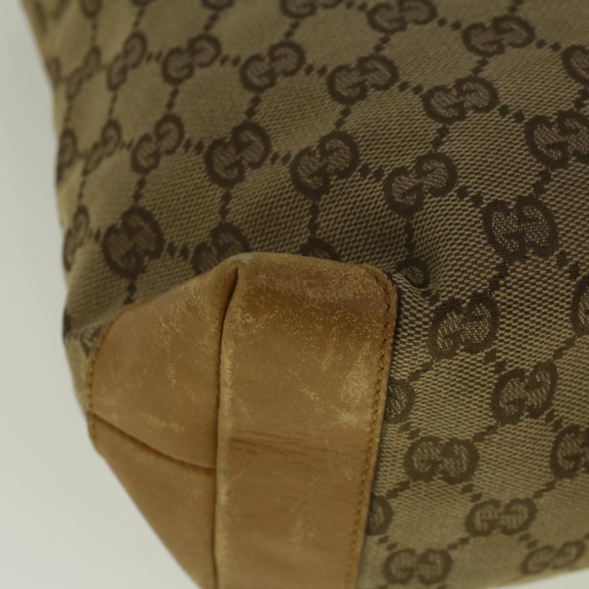 GUCCI GG Canvas Sherry Line Tote Bag Beige Orange fm2946