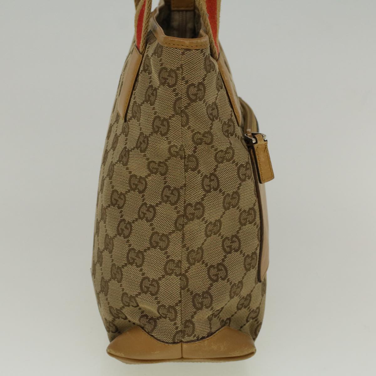 GUCCI GG Canvas Sherry Line Tote Bag Beige Orange fm2946