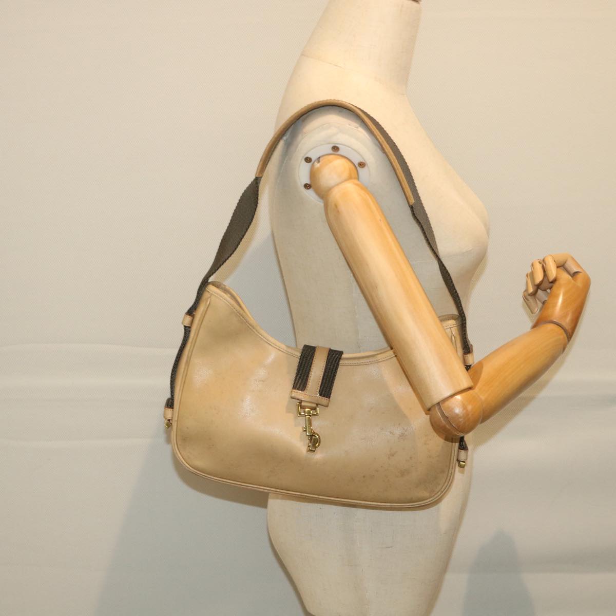 GUCCI Jackie Shoulder Bag Leather Beige 92736 fm2983