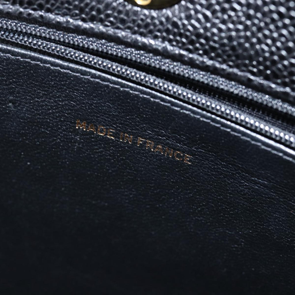 CHANEL Big Matelasse Chain Shoulder Bag Caviar Skin Black CC fm3373A
