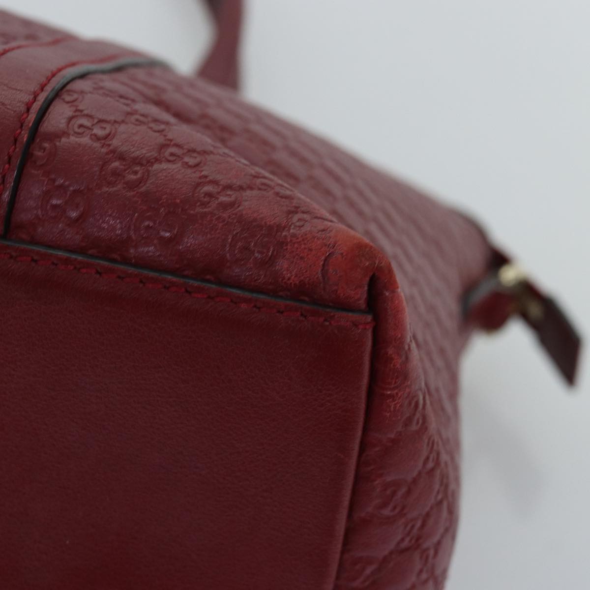 GUCCI Micro GG Canvas Guccissima Hand Bag Leather 2way Red 449657 fm3413