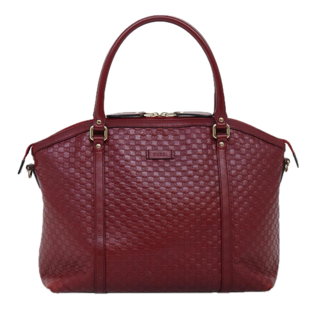GUCCI Micro GG Canvas Guccissima Hand Bag Leather 2way Red 449657 fm3413