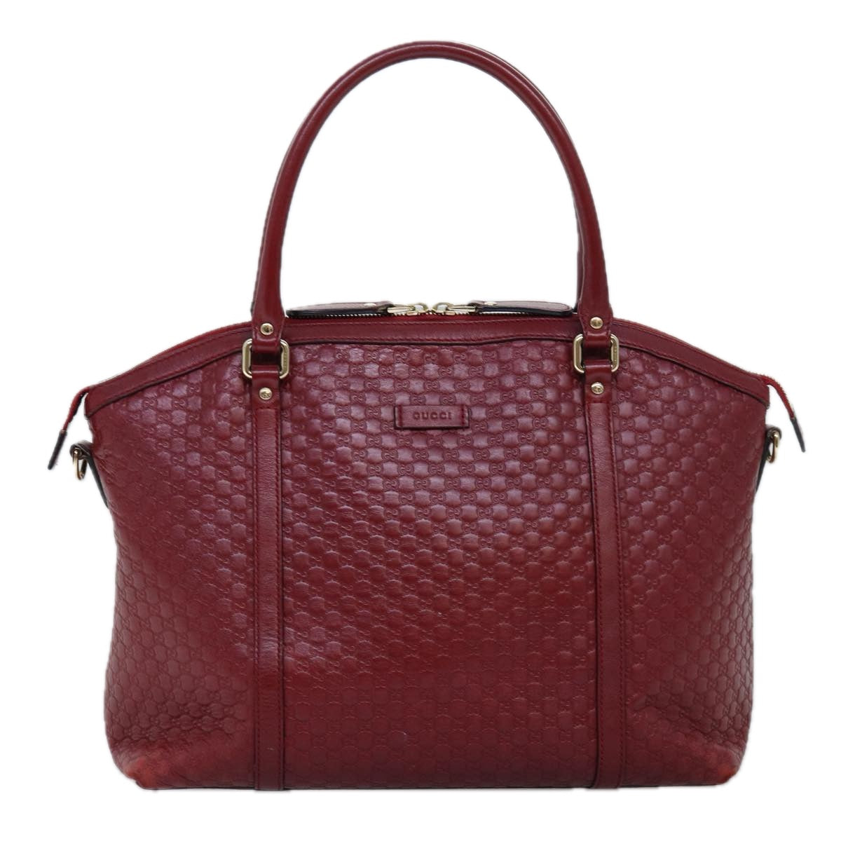 GUCCI Micro GG Canvas Guccissima Hand Bag Leather 2way Red 449657 fm3413