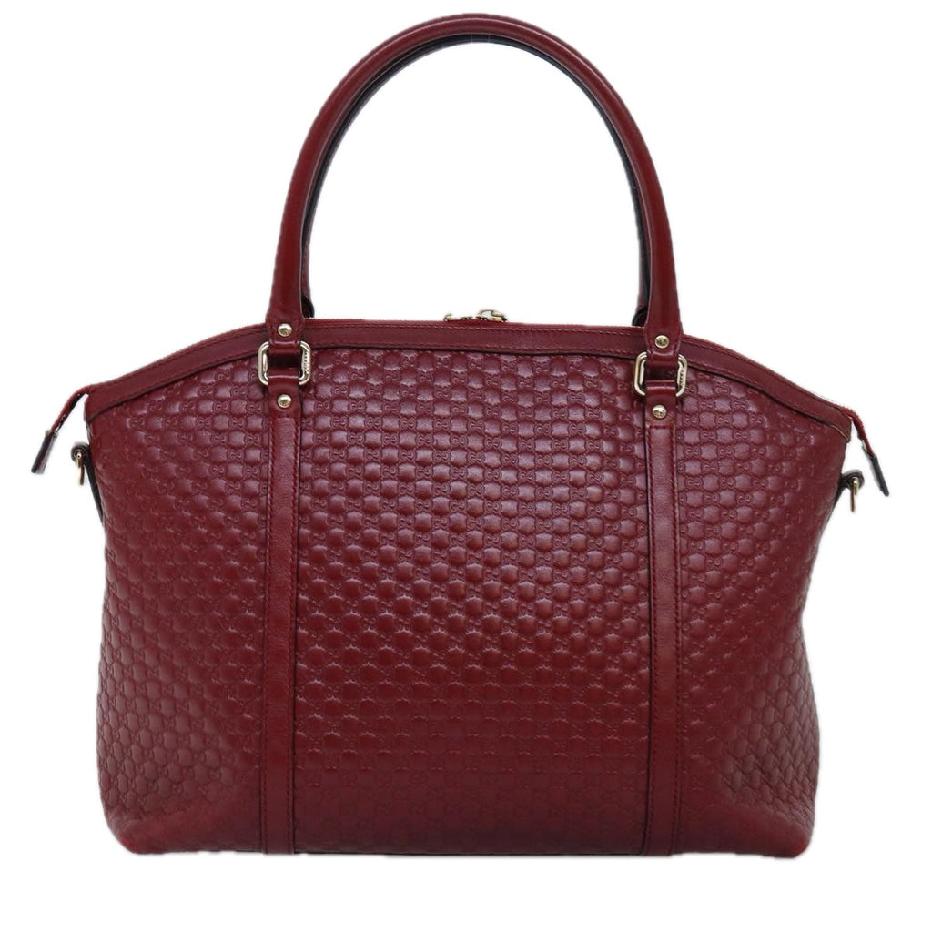 GUCCI Micro GG Canvas Guccissima Hand Bag Leather 2way Red 449657 fm3413