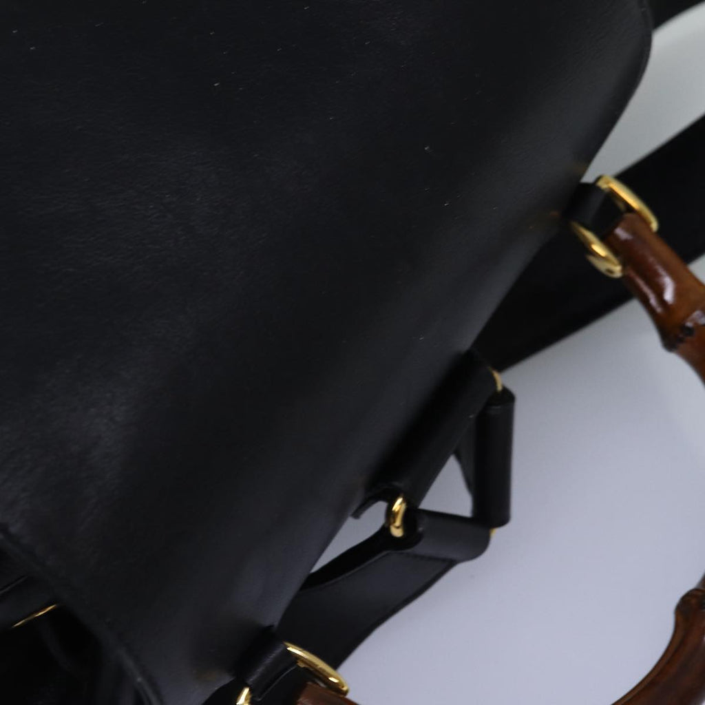 GUCCI Bamboo Backpack Leather Black 003 2058 0016 fm3461