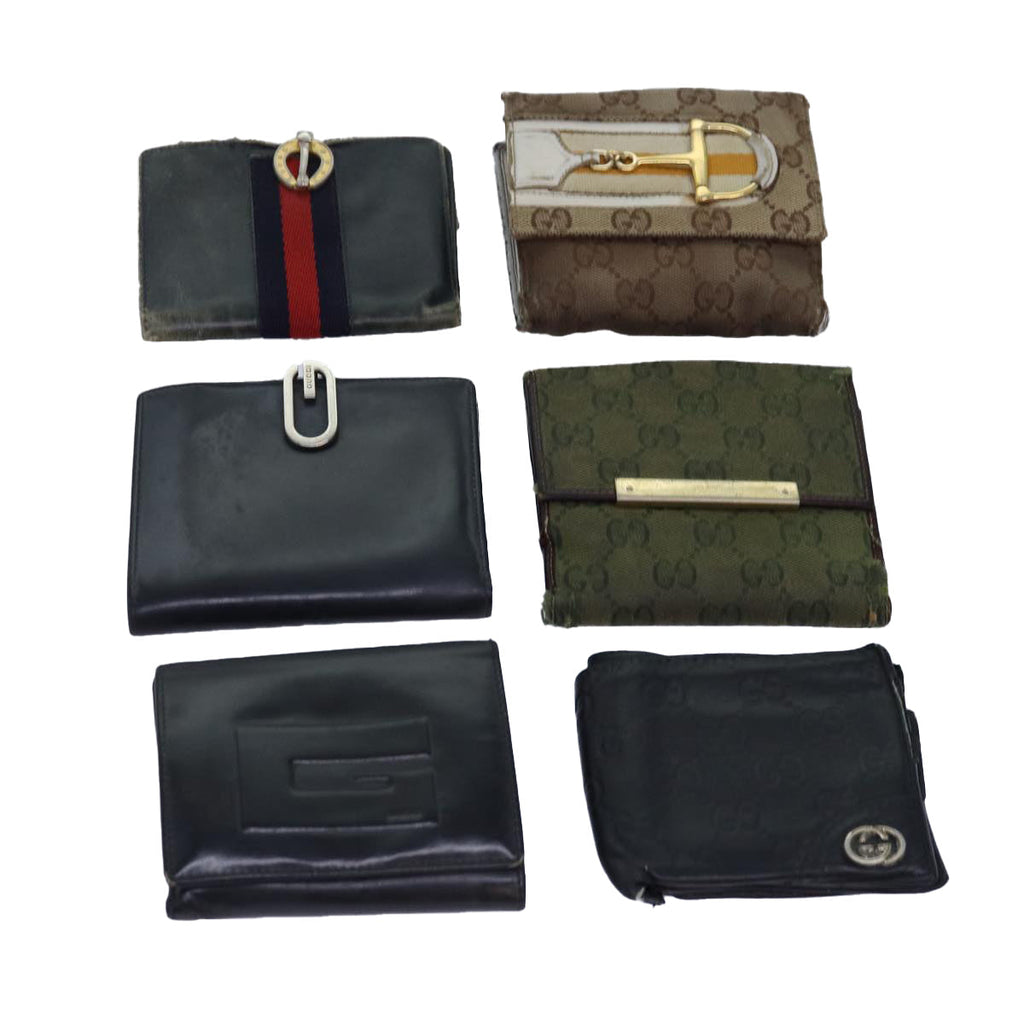 GUCCI GG Canvas Sherry Line Wallet 6Set Beige Black fm3490