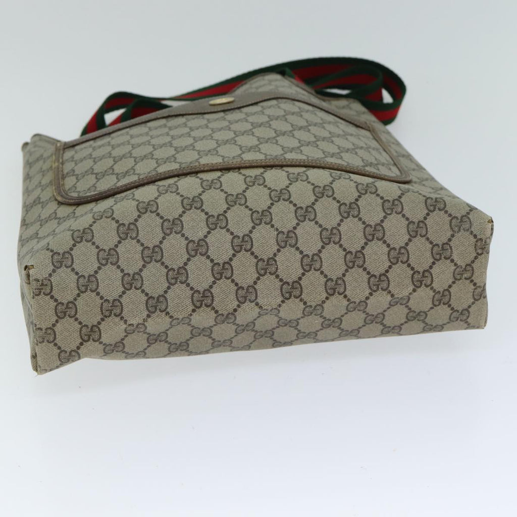 GUCCI GG Supreme Web Sherry Line Tote Bag PVC Beige Red 37 02 2140 fm3507