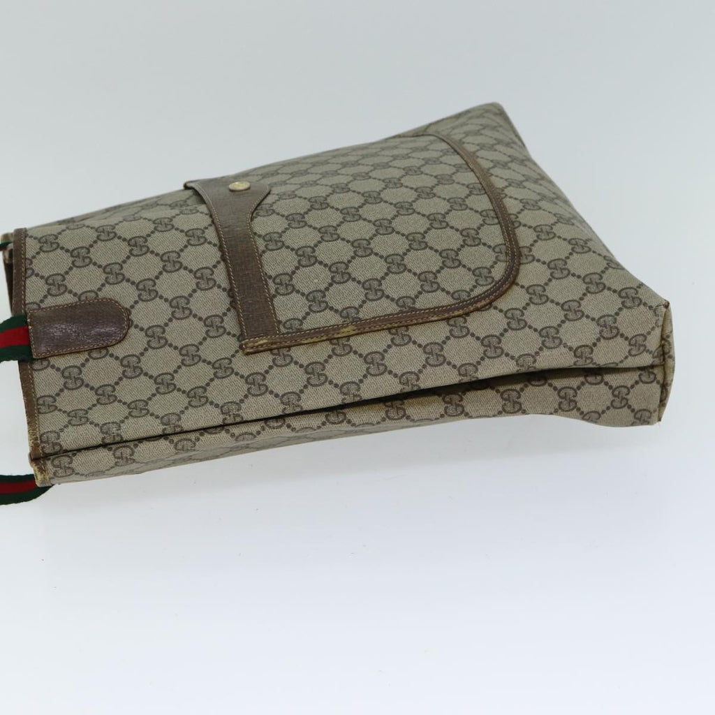 GUCCI GG Supreme Web Sherry Line Tote Bag PVC Beige Red 37 02 2140 fm3507