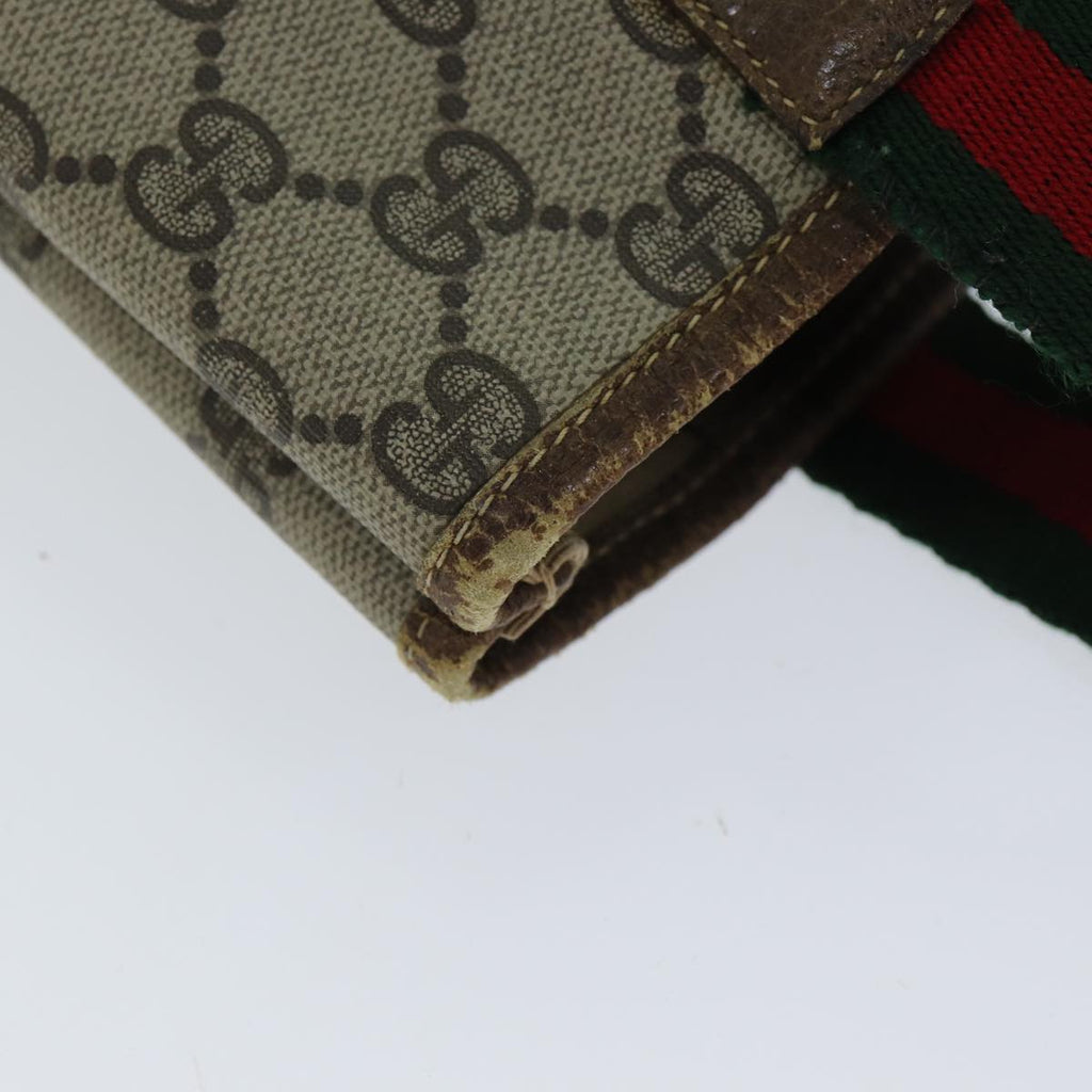 GUCCI GG Supreme Web Sherry Line Tote Bag PVC Beige Red 37 02 2140 fm3507