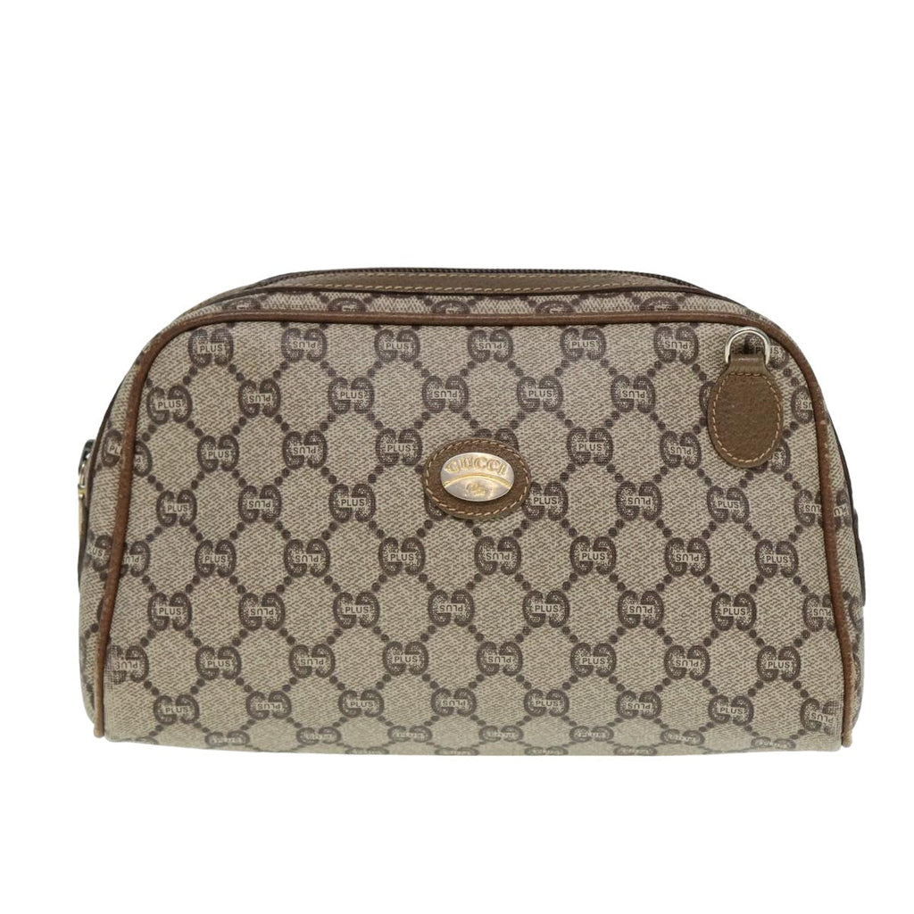 GUCCI GG Plus Supreme Shoulder Bag PVC Leather Beige fm3509