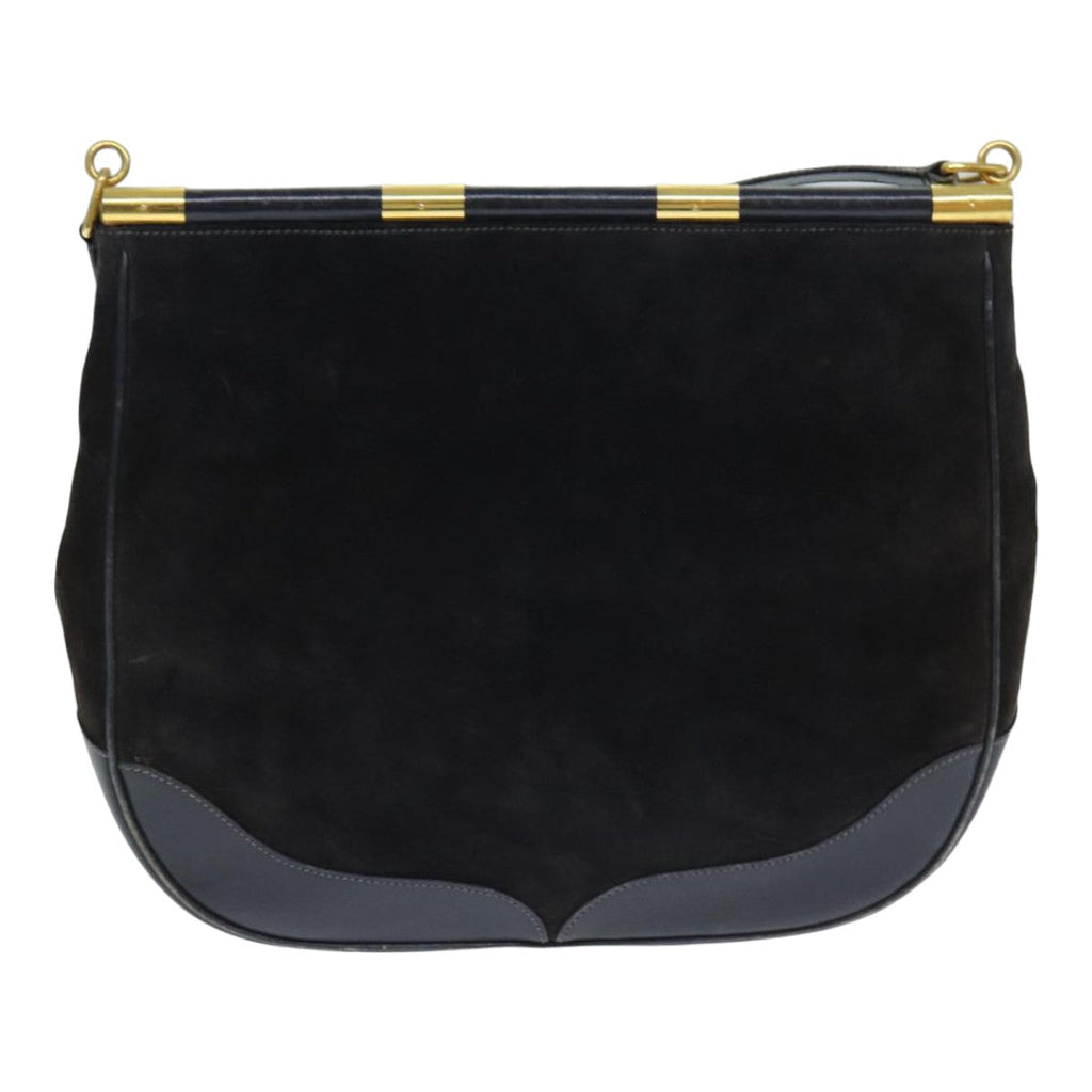 GUCCI Shoulder Bag Leather Suede Navy fm3543