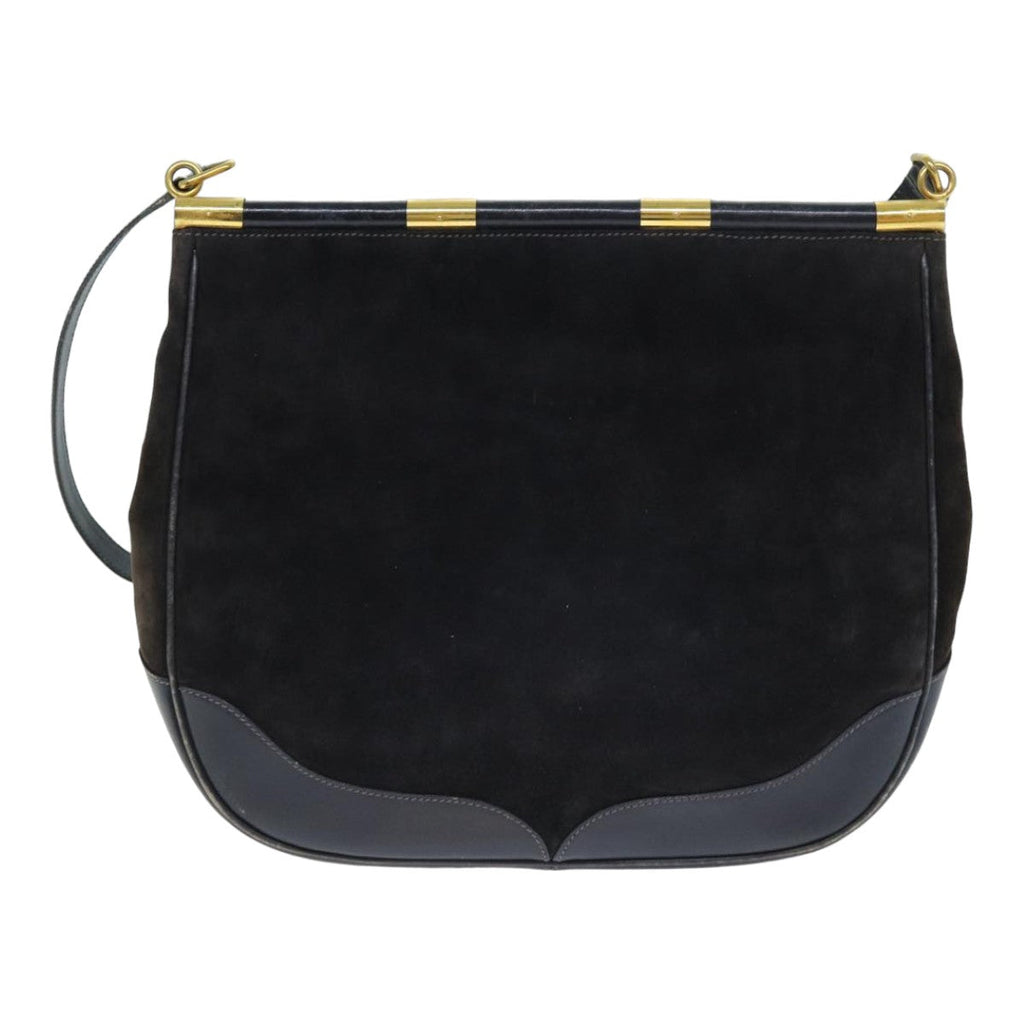GUCCI Shoulder Bag Leather Suede Navy fm3543
