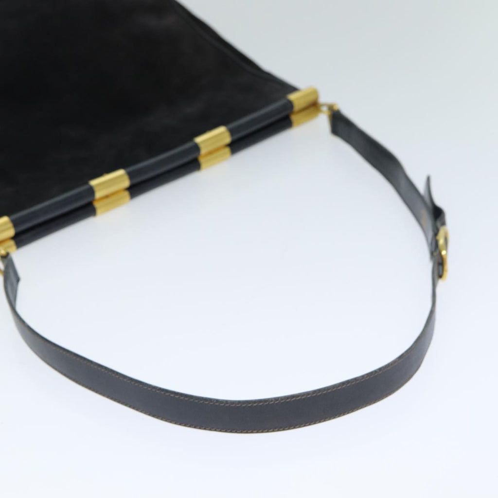 GUCCI Shoulder Bag Leather Suede Navy fm3543