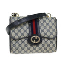 GUCCI GG Supreme Sherry Line Shoulder Bag PVC Leather Navy Red fm3556