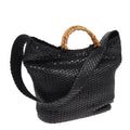 GUCCI Bamboo Hand Bag Leather 2way Black fm3573