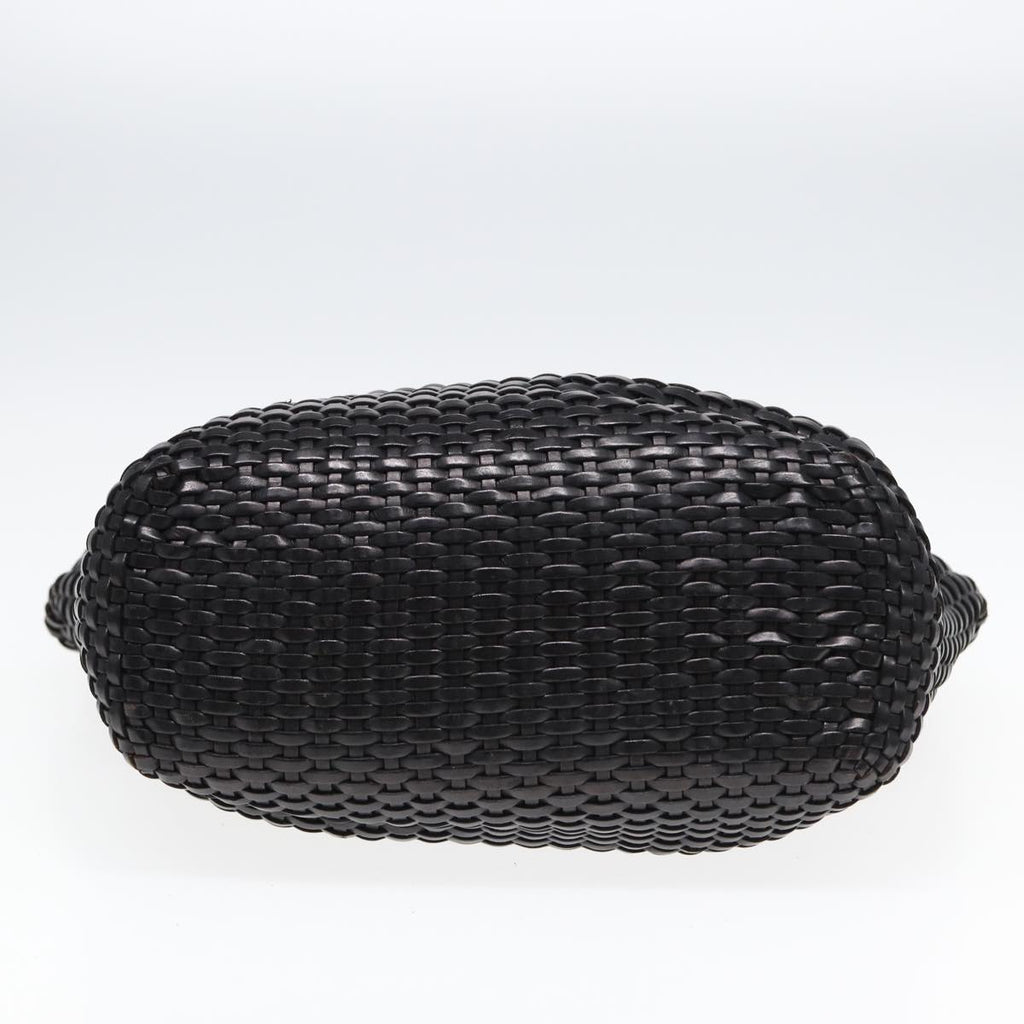 GUCCI Bamboo Hand Bag Leather 2way Black fm3573