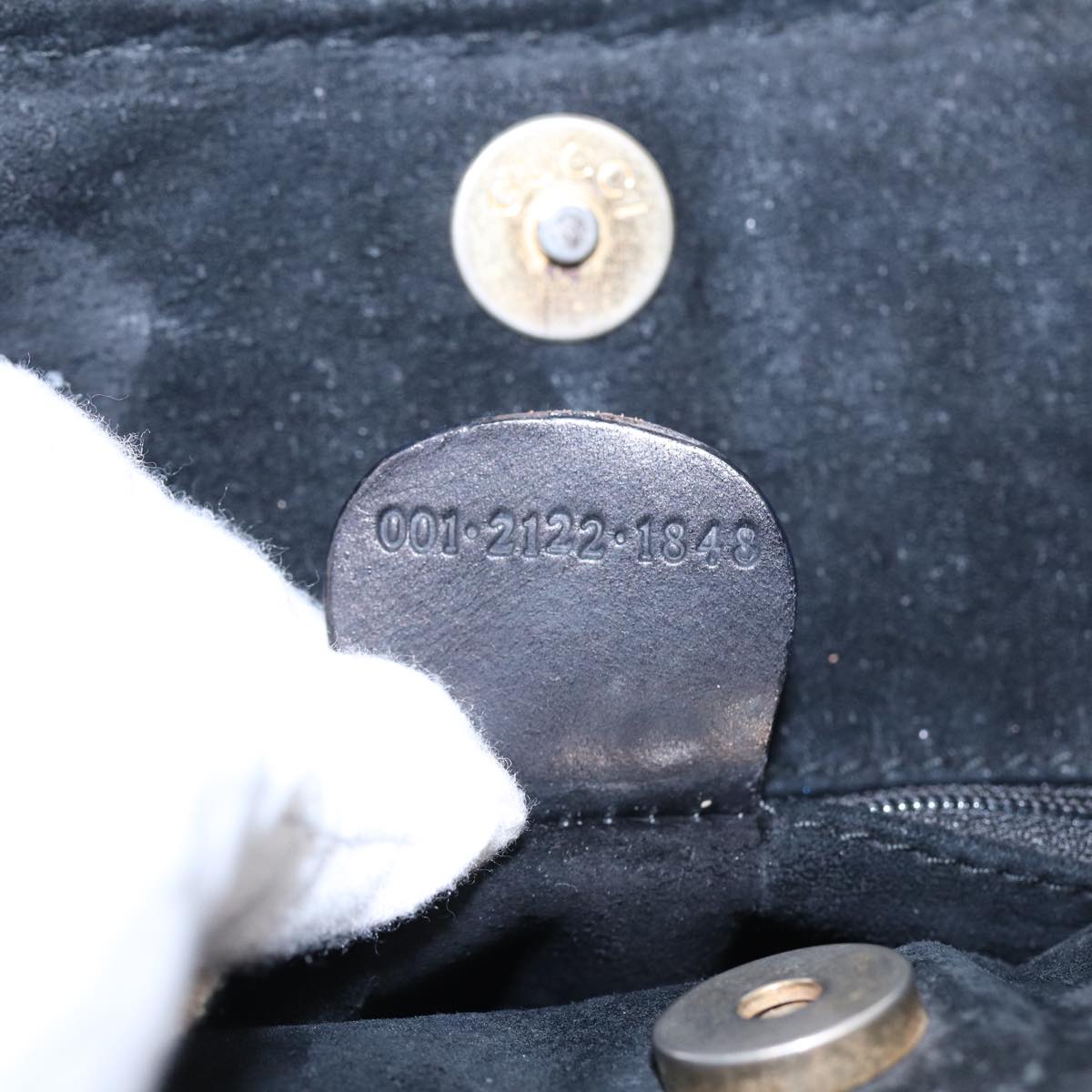 GUCCI Bamboo Hand Bag Leather 2way Black fm3573