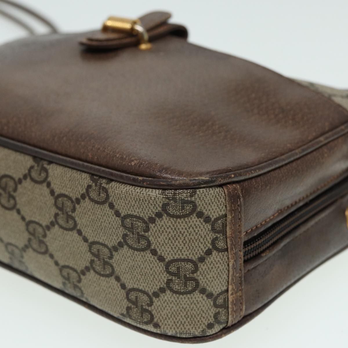 GUCCI GG Canvas Shoulder Bag PVC Leather Beige fm3580