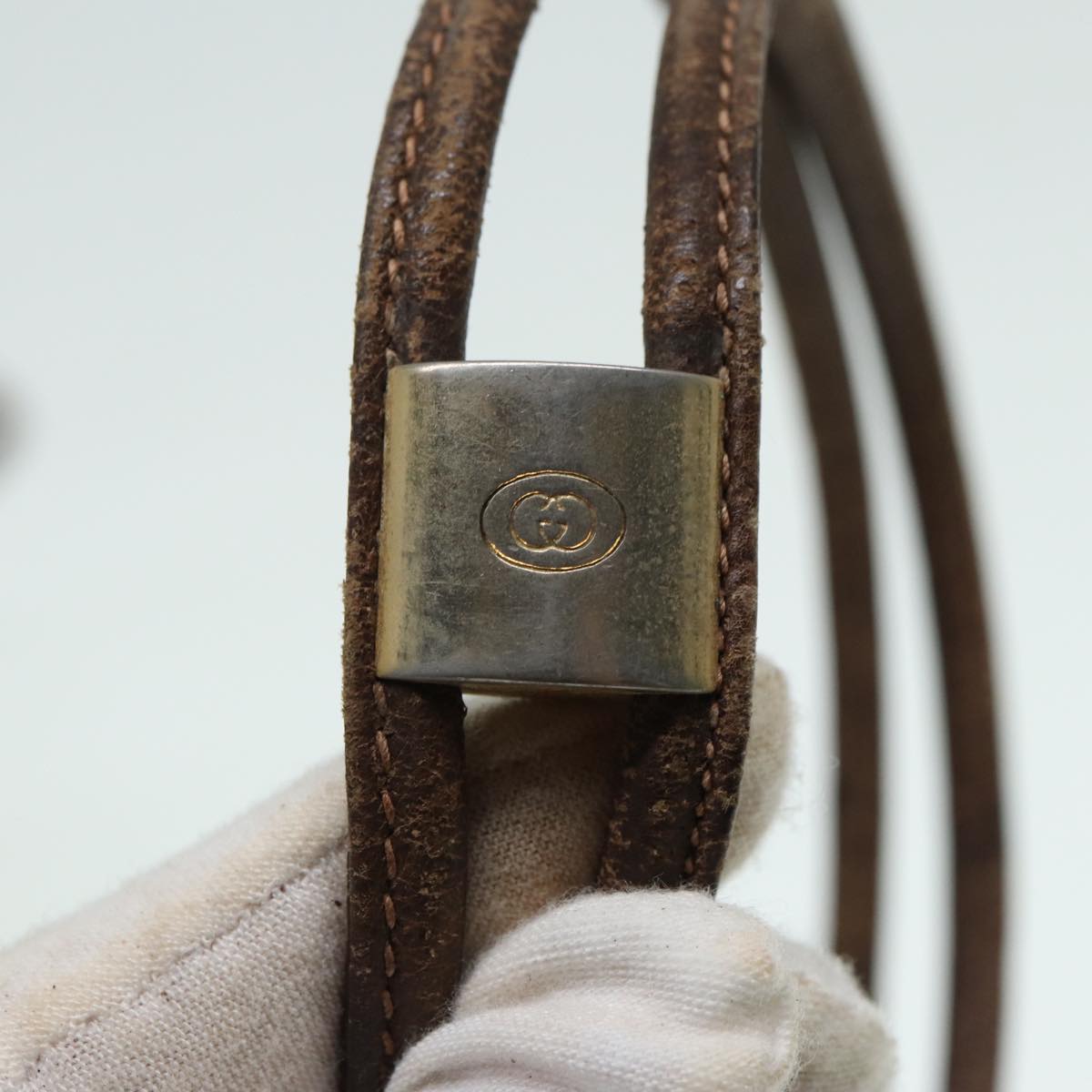 GUCCI GG Canvas Shoulder Bag PVC Leather Beige fm3580