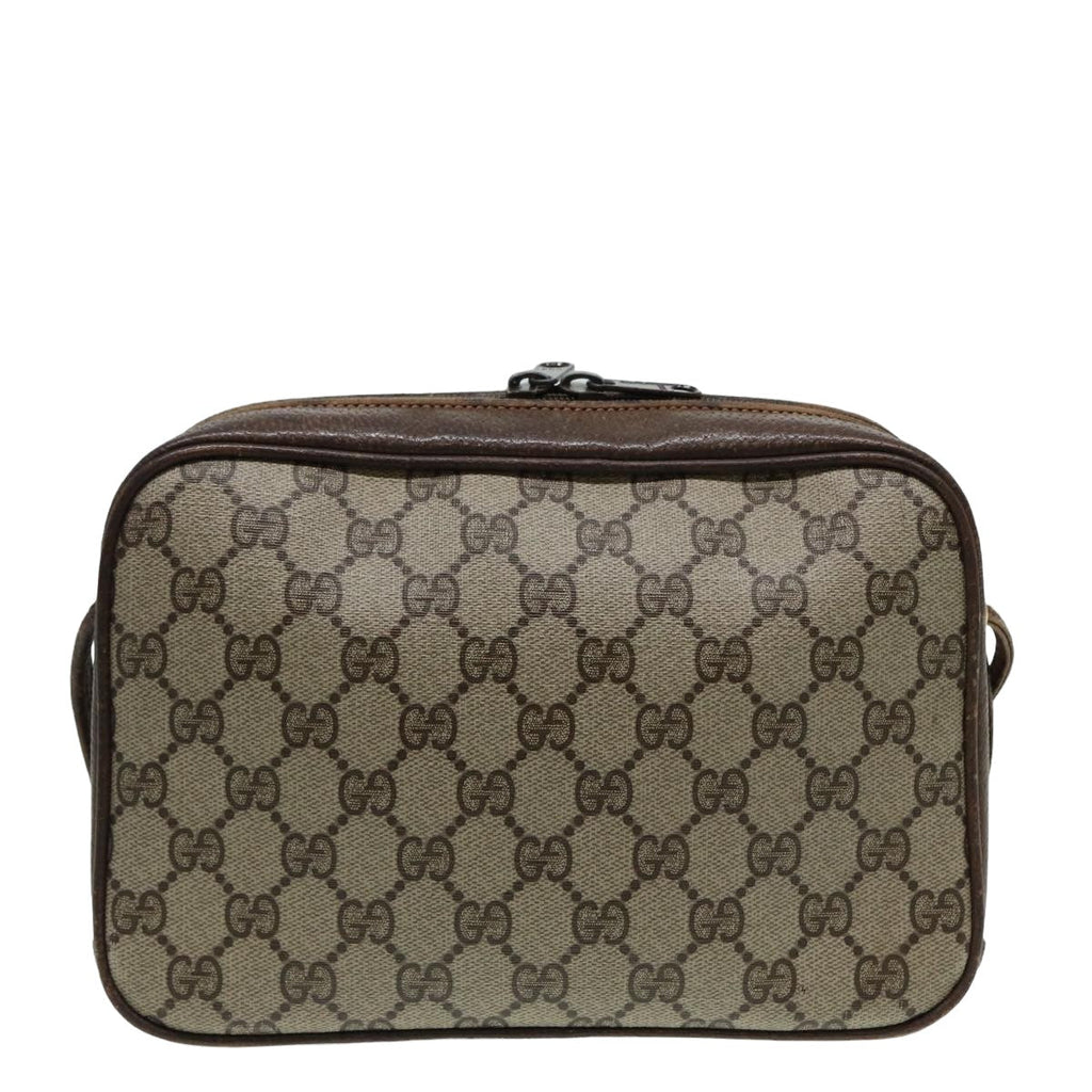 GUCCI GG Canvas Shoulder Bag PVC Leather Beige fm3580