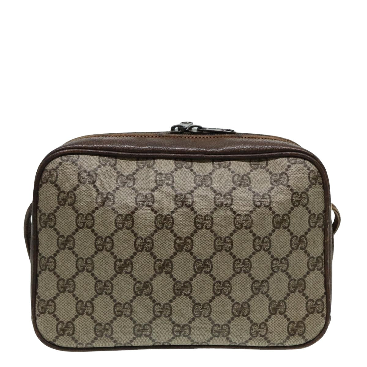 GUCCI GG Canvas Shoulder Bag PVC Leather Beige fm3580
