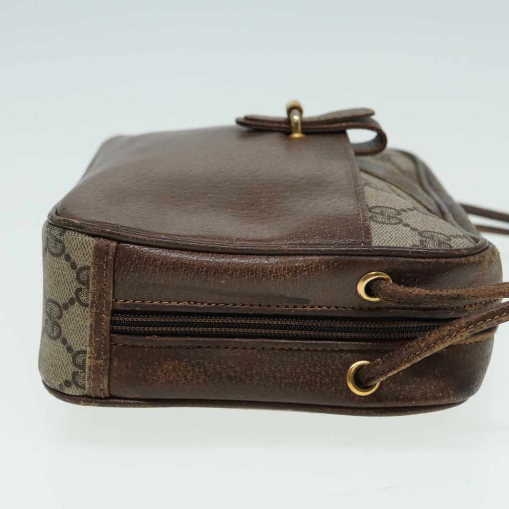GUCCI GG Canvas Shoulder Bag PVC Leather Beige fm3580