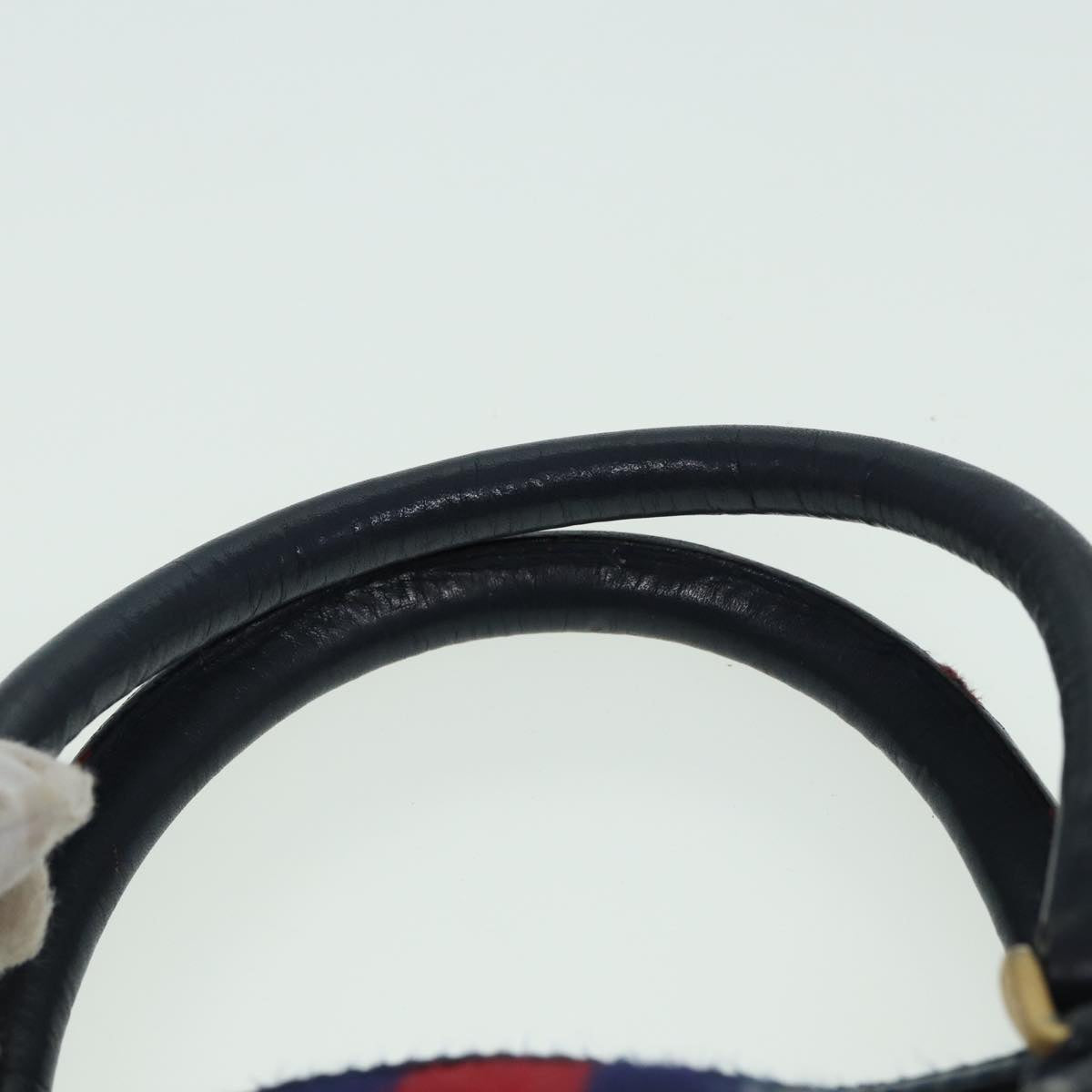 GUCCI GG Canvas Sherry Line Hand Bag PVC Leather Navy fm3583