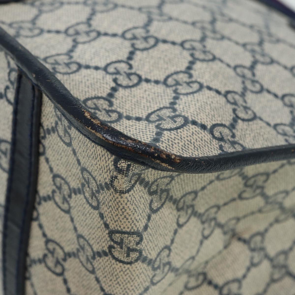 GUCCI GG Canvas Sherry Line Hand Bag PVC Leather Navy fm3583